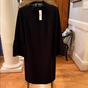 J Crew Black Dress NWT Ruffled Neck and 3/4 Sleeves Discounted Shipping